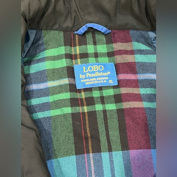 LOBO by Pendleton Made in USA XL Plaid Lined Blue Classic Jacket Coat Vintage - Picture 4 of 11